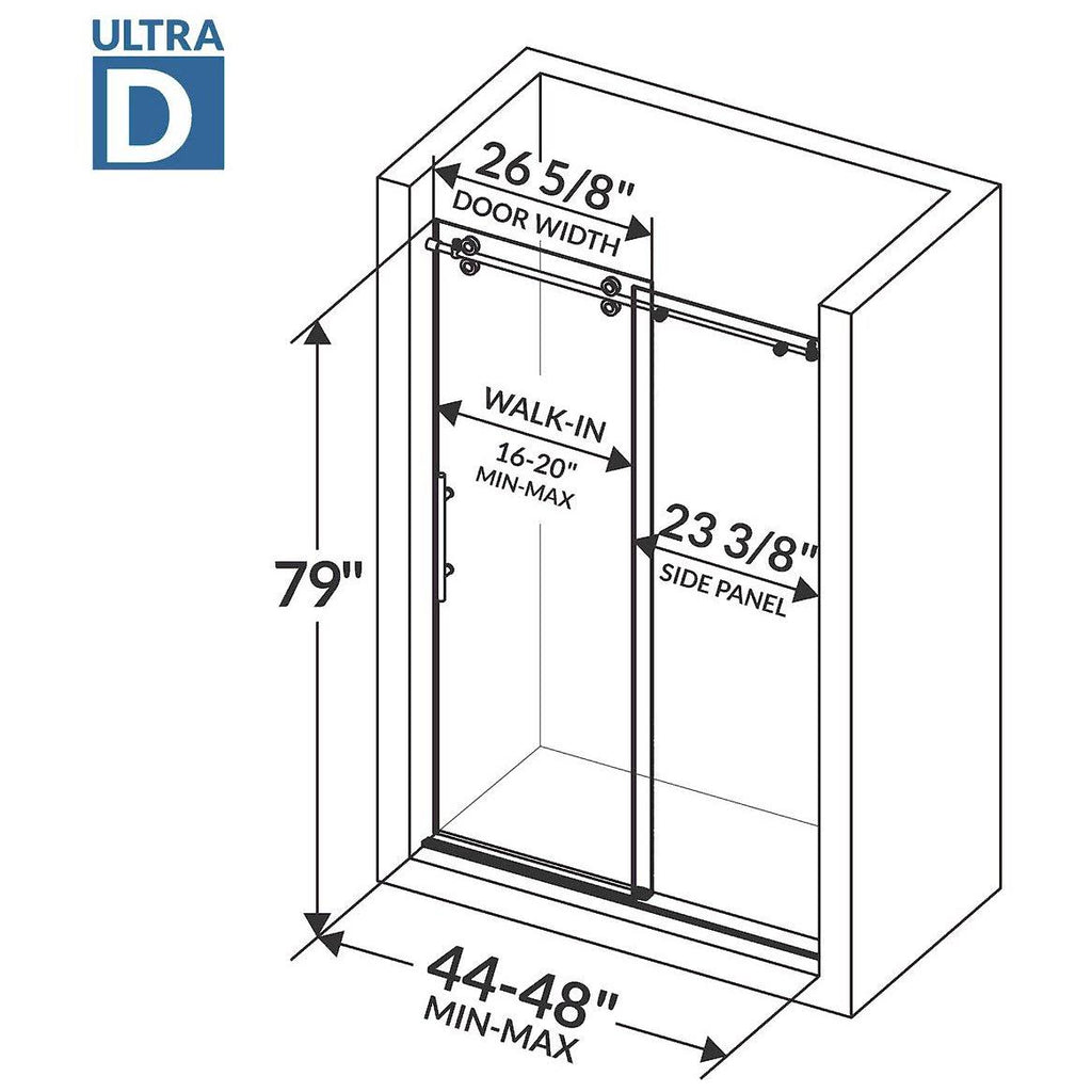 Brushed Nickel Sliding Shower Door with Stationary Panel G706095