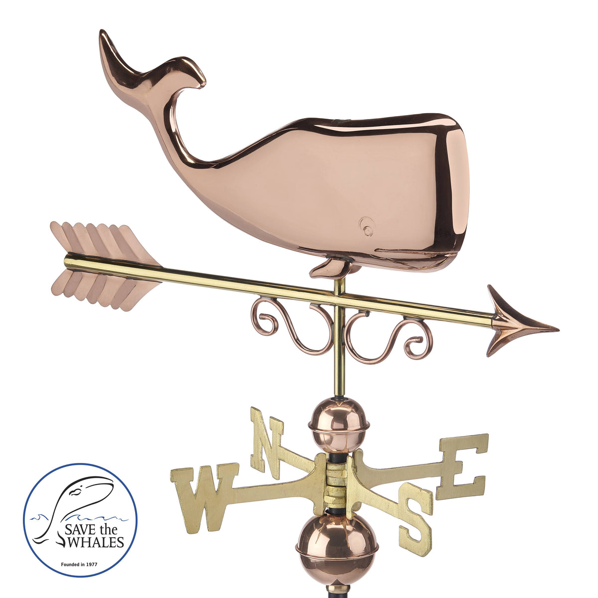 Pure Copper Save The Whales Weathervane A164