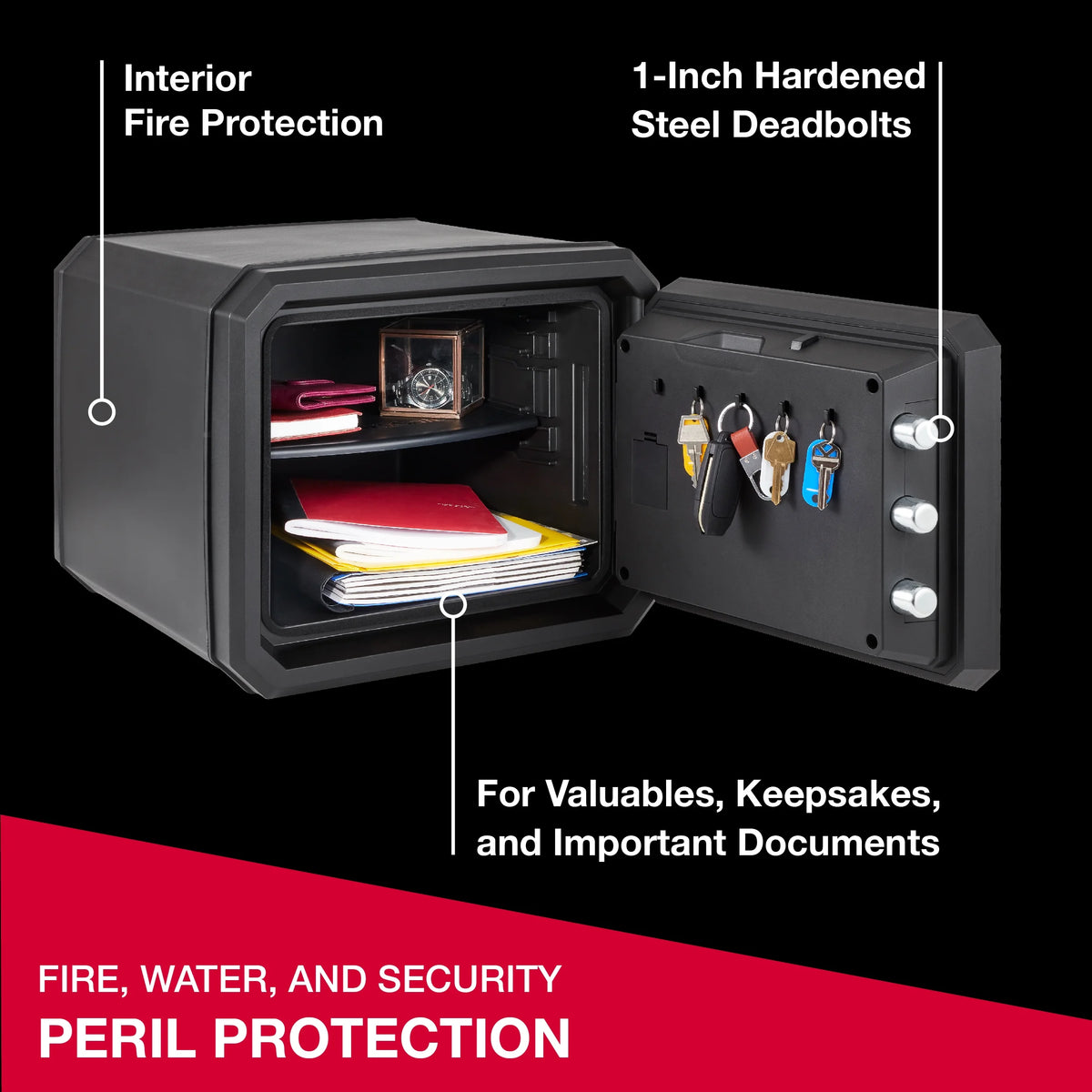 Fire-Resistant Water-Resistant Home Safe with Combination Lock and Override Key L41824