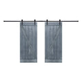 12-Panel Gray Painted Wood Sliding Door with Installation Hardware Kit I7265