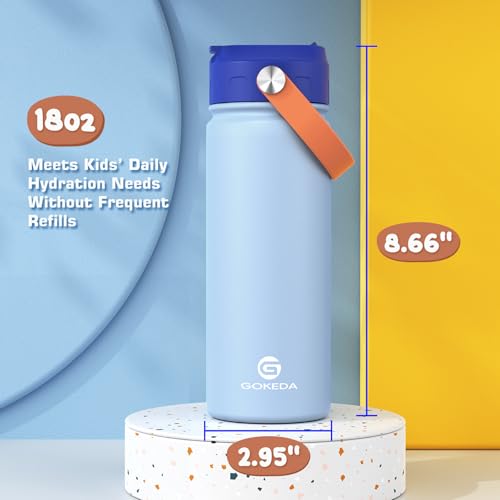 18oz Insulated Stainless Steel Kids Water Bottle with Stickers I3806