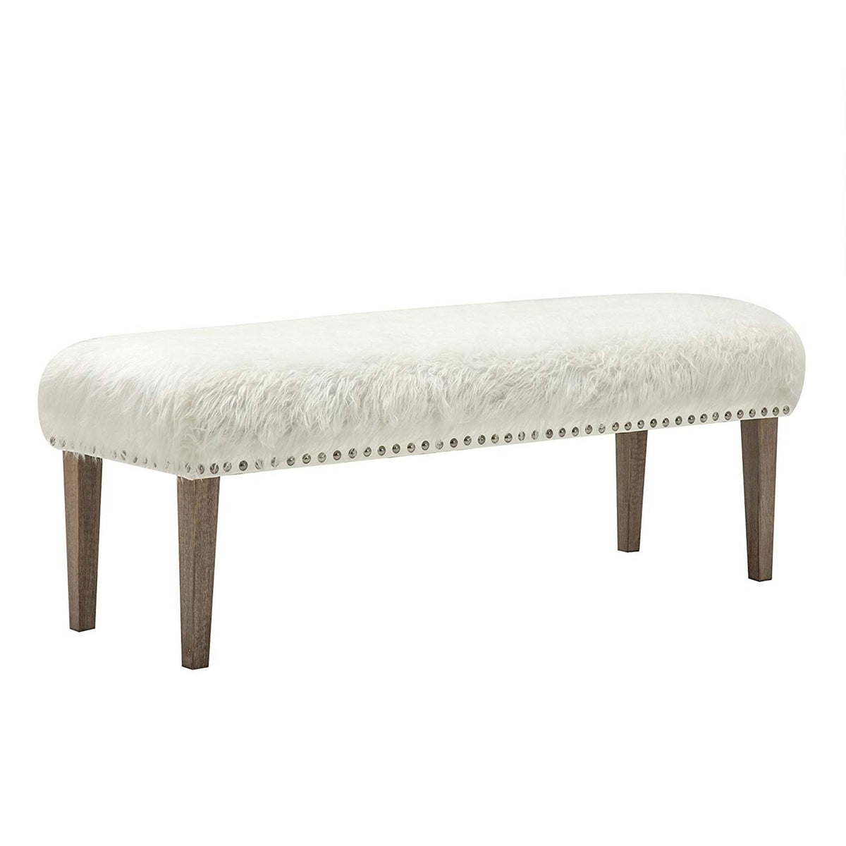 White Faux Leather Makeup Bench U8469