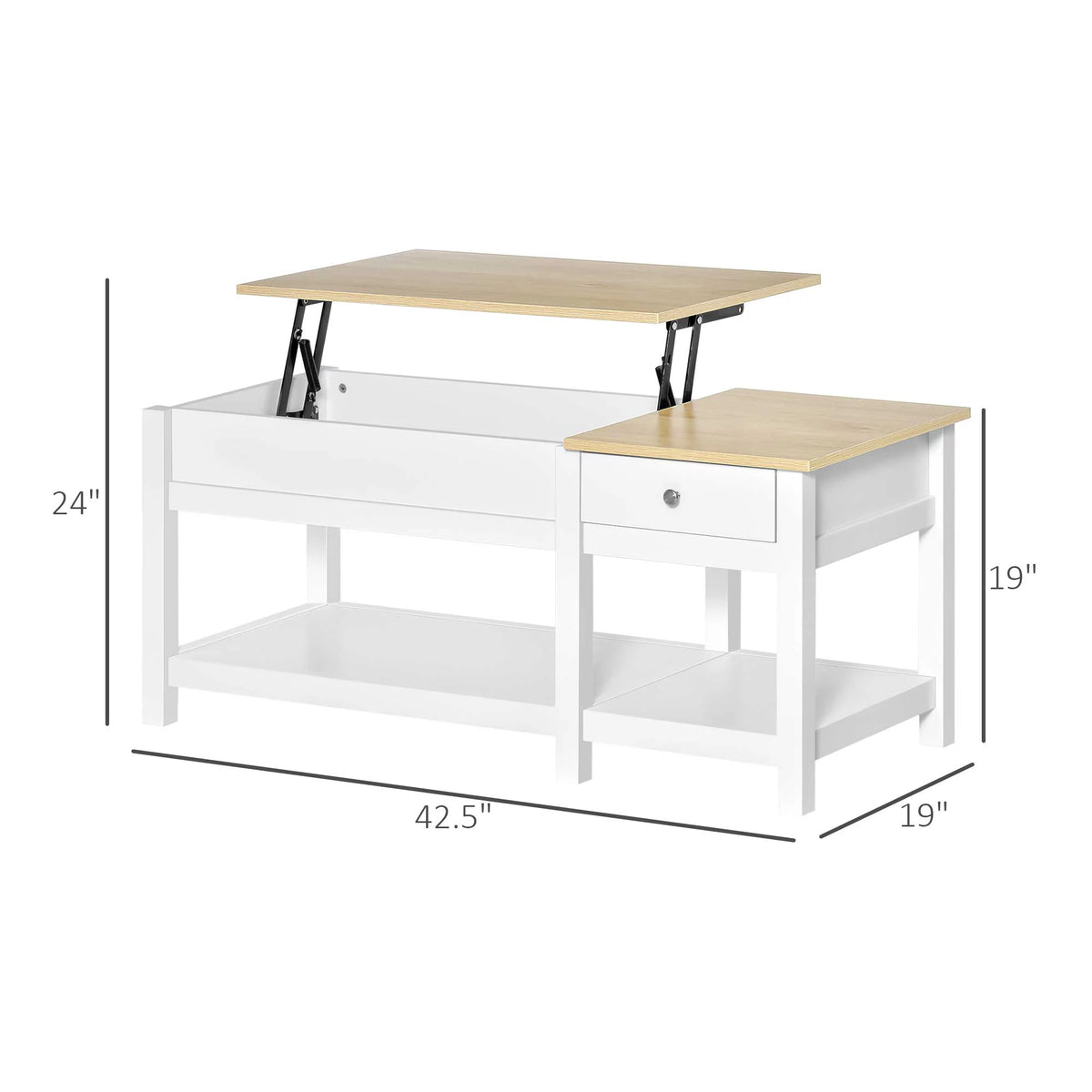 Oak Lift-up Coffee Table with Hidden Storage H56261