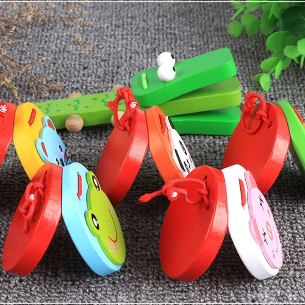 2 Pcs Kids Wooden Crocodile Castanets Clacker Toys Musical Instrument Bamboo N5794