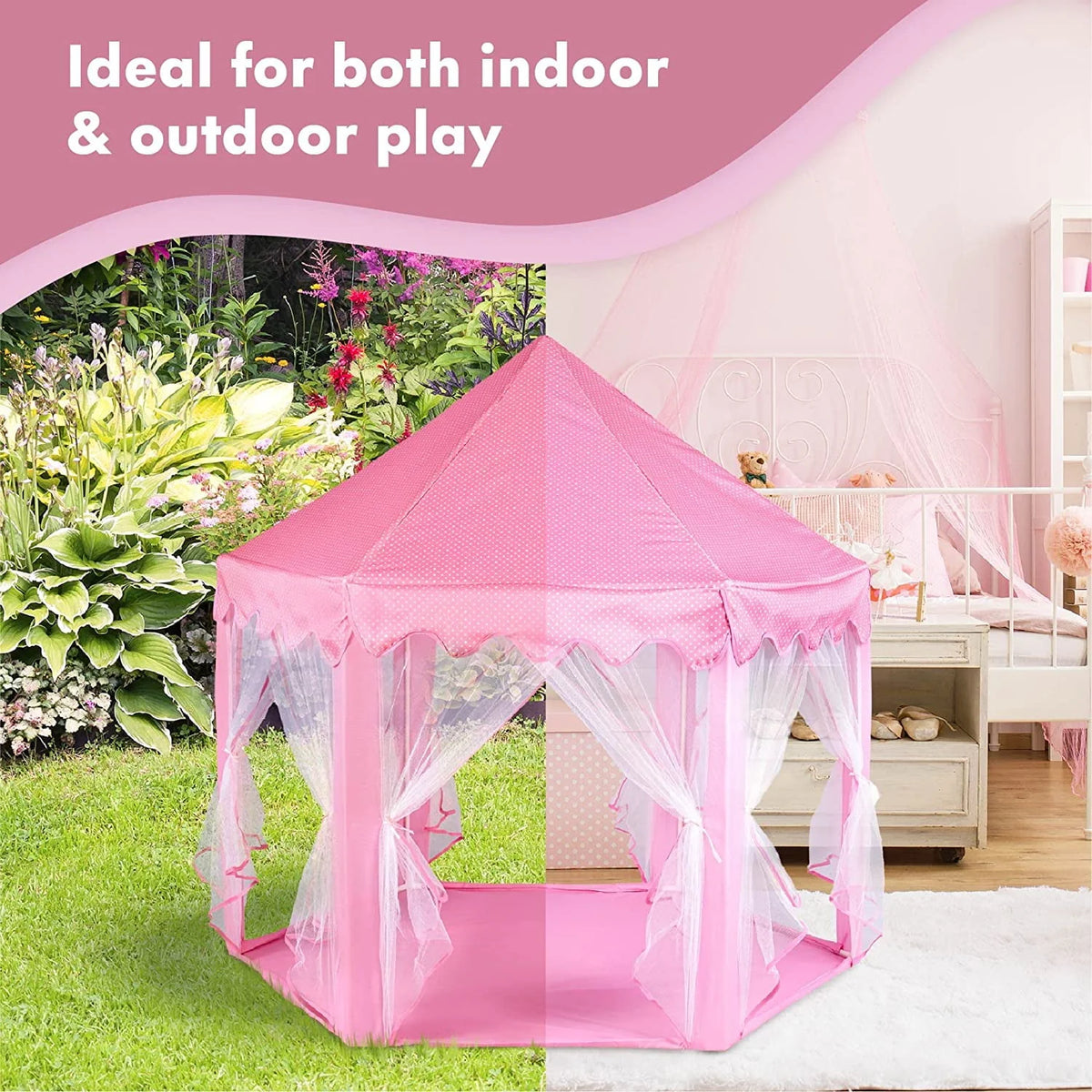 Princess Castle Play Tent with LED Star String Lights M753