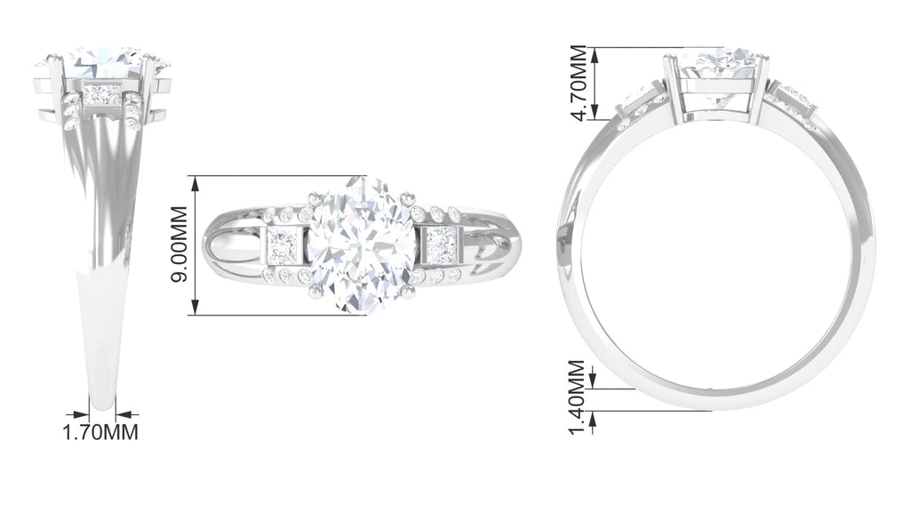 925 Sterling Silver Oval Zircon Engagement Ring T694