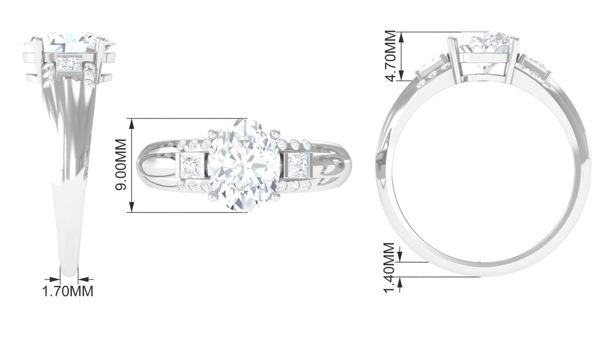 925 Sterling Silver Oval Zircon Engagement Ring T694