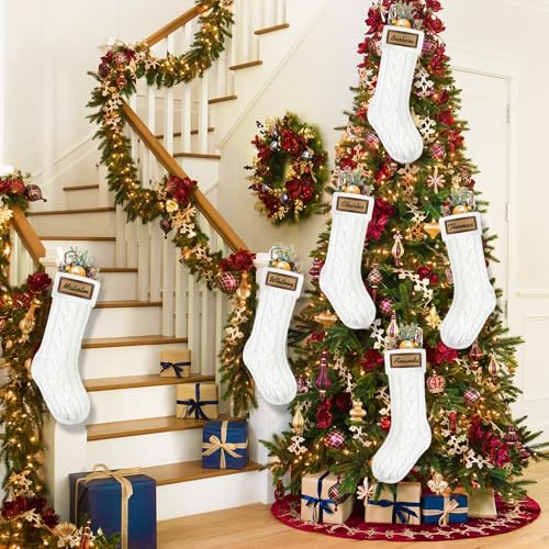 6 Pack 18in Large Knitted Christmas Stocking Set U42935