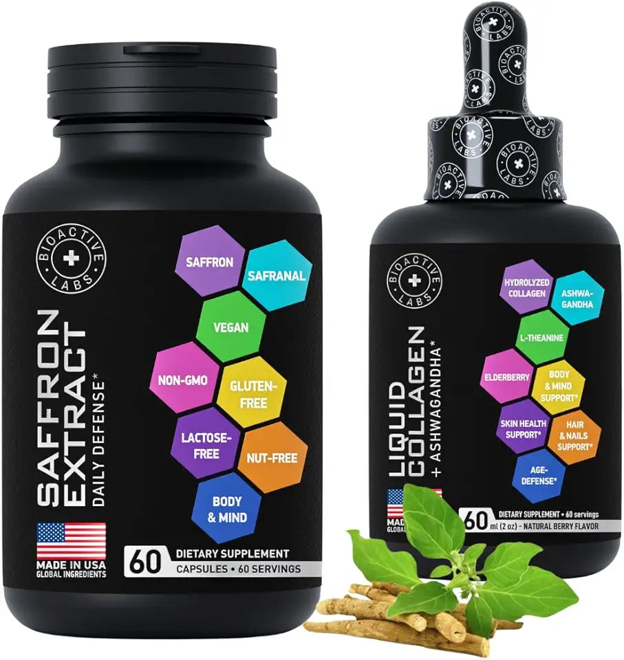 Liquid Collagen & Ashwagandha and Pure Saffron Extract Capsules A35786