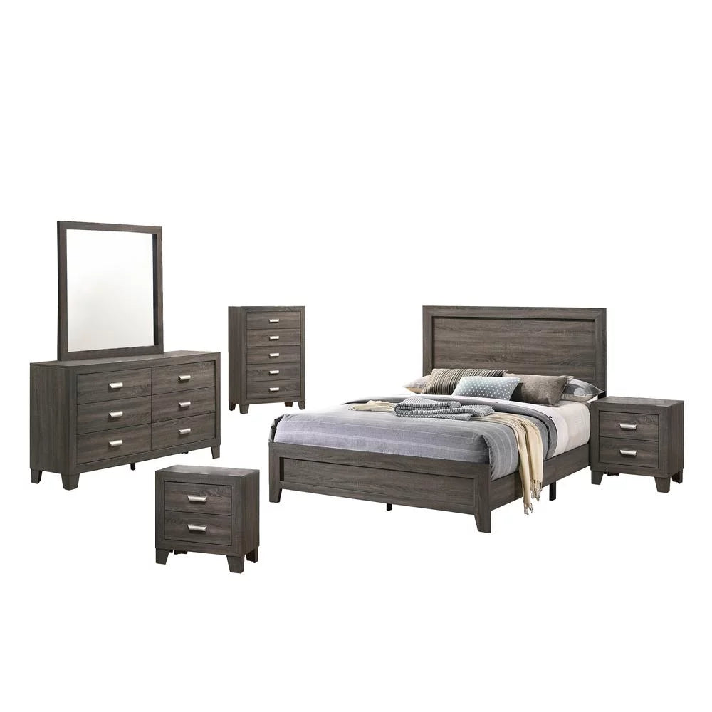 Gray 6pc Bedroom Set with Chest and 2 Nightstands K92045