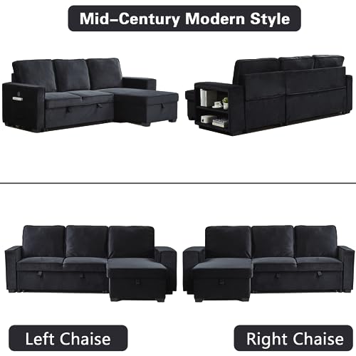 Brown Velvet L-Shaped Sectional Sofa with Storage Chaise A5928