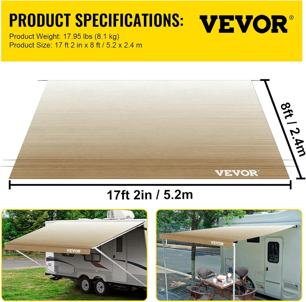 Brown Fade 15oz Vinyl RV Awning Replacement Fabric A399