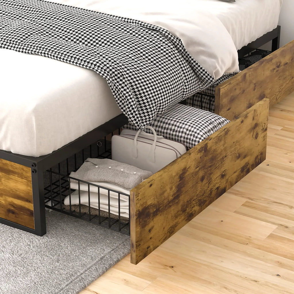 Queen Platform Bed with 4 XL Drawers W312520