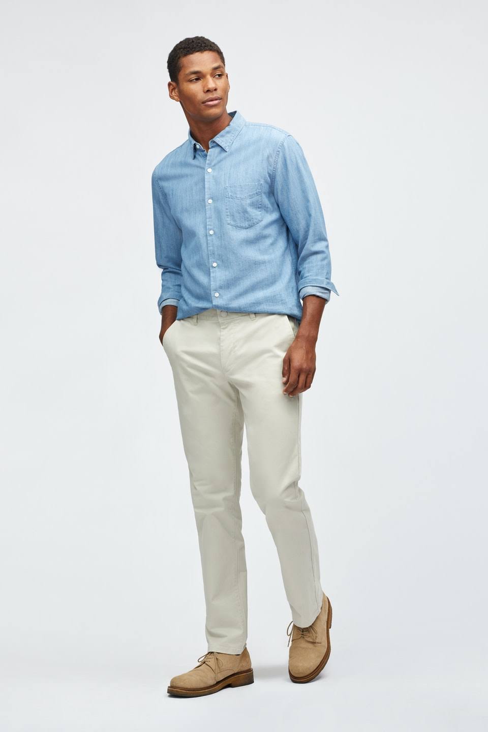 Straight Leg Stretch Washed Chinos N4569