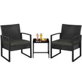 3 Pieces Rattan Bistro Set with Tempered Glass Coffee Table M120
