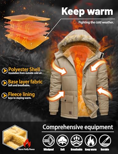 Men's Winter Hooded Water Repellent Windproof Thicken Parka Ski Coat Y64715