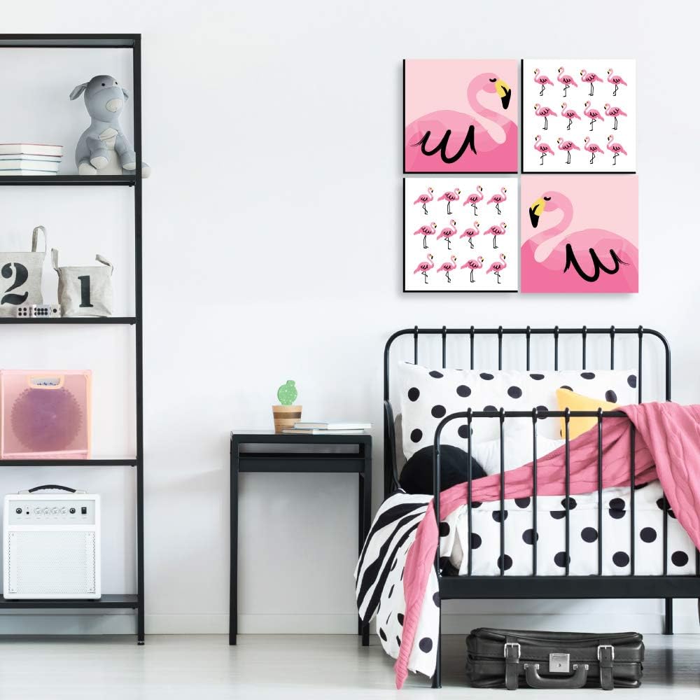 Pink Flamingo Kids Wall Art Set of 4 Prints L267497