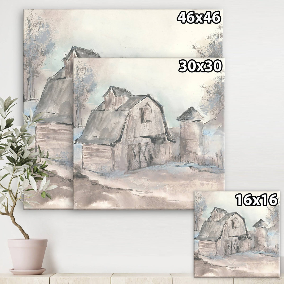 Farmhouse Canvas Art 36 in. Wide x 36 in. High D378