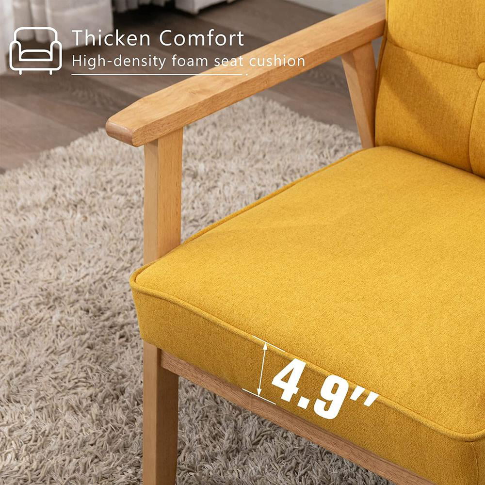 Set of 2 Fabric Wood Accent Chair with Memory Foam Cushions I906