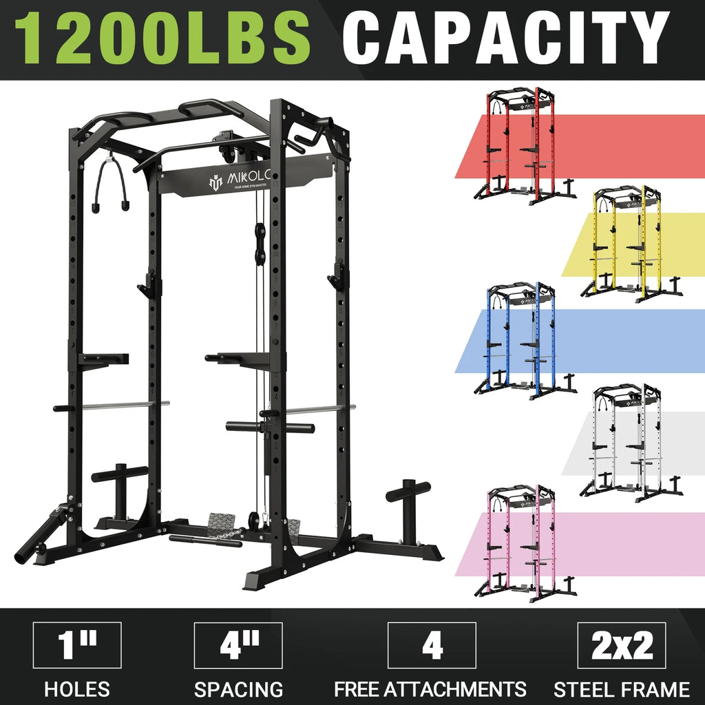 Power Rack Cage with LAT Pulldown System, 1200LBS Capacity, 13-Level Adjustable Height Z280934