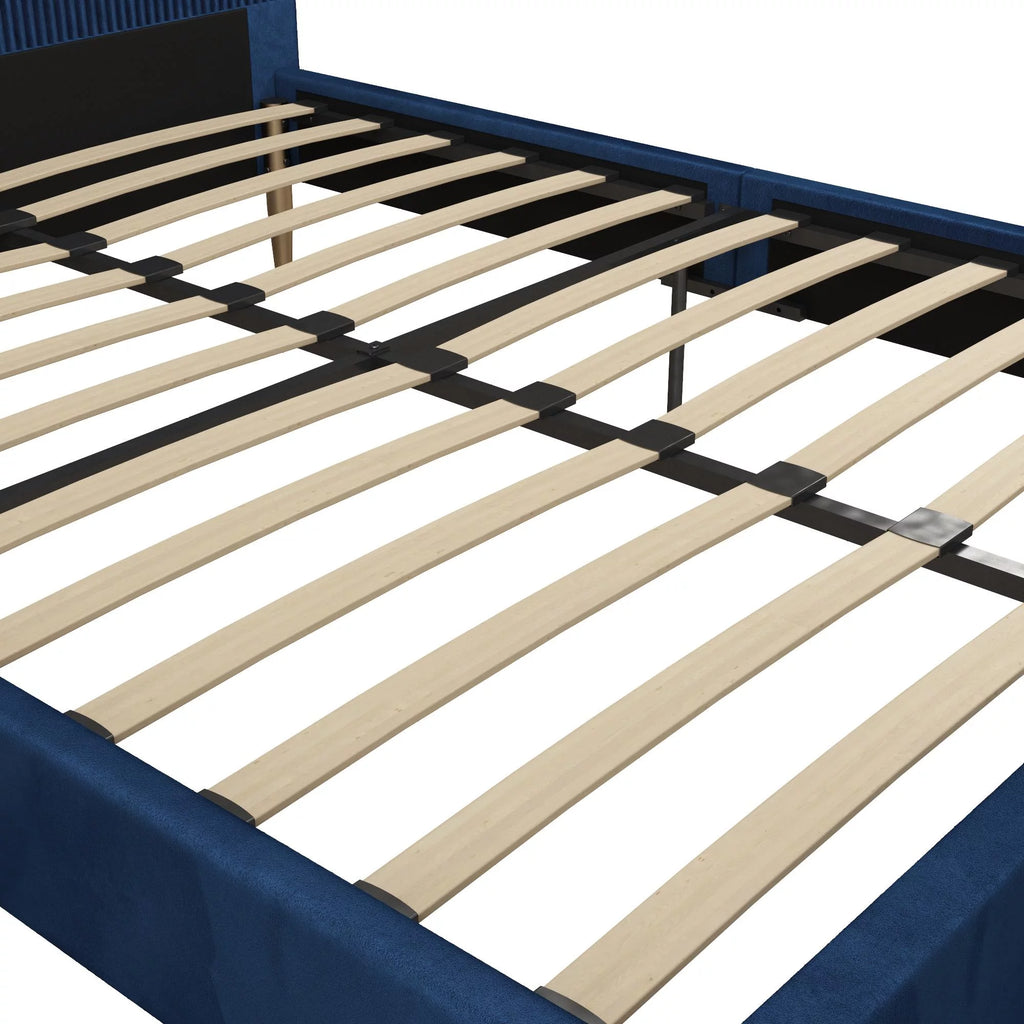 Ivory Velvet Queen Upholstered Bed with Headboard W689352