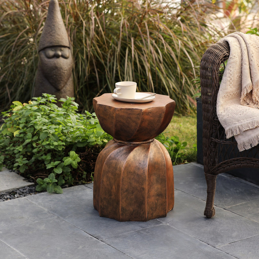 Off White Gray Cement Indoor Outdoor Side and End Table D8852