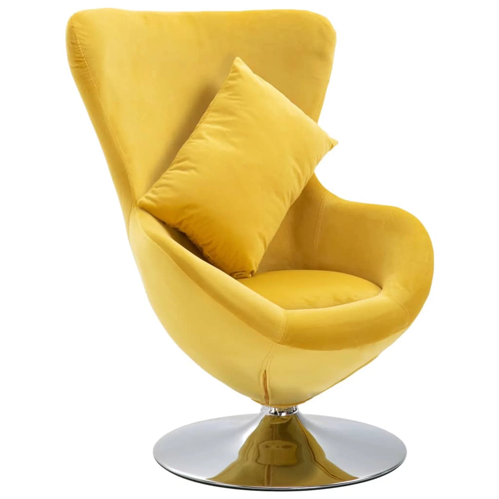 Swivel Egg Chair with Cushion Yellow C9844