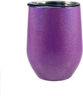 12 Oz Stemless Stainless Steel Wine With Lid Purple Glitter O17718