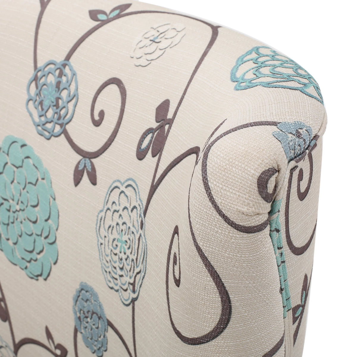 White and Blue Floral Fabric Club Chair L67384