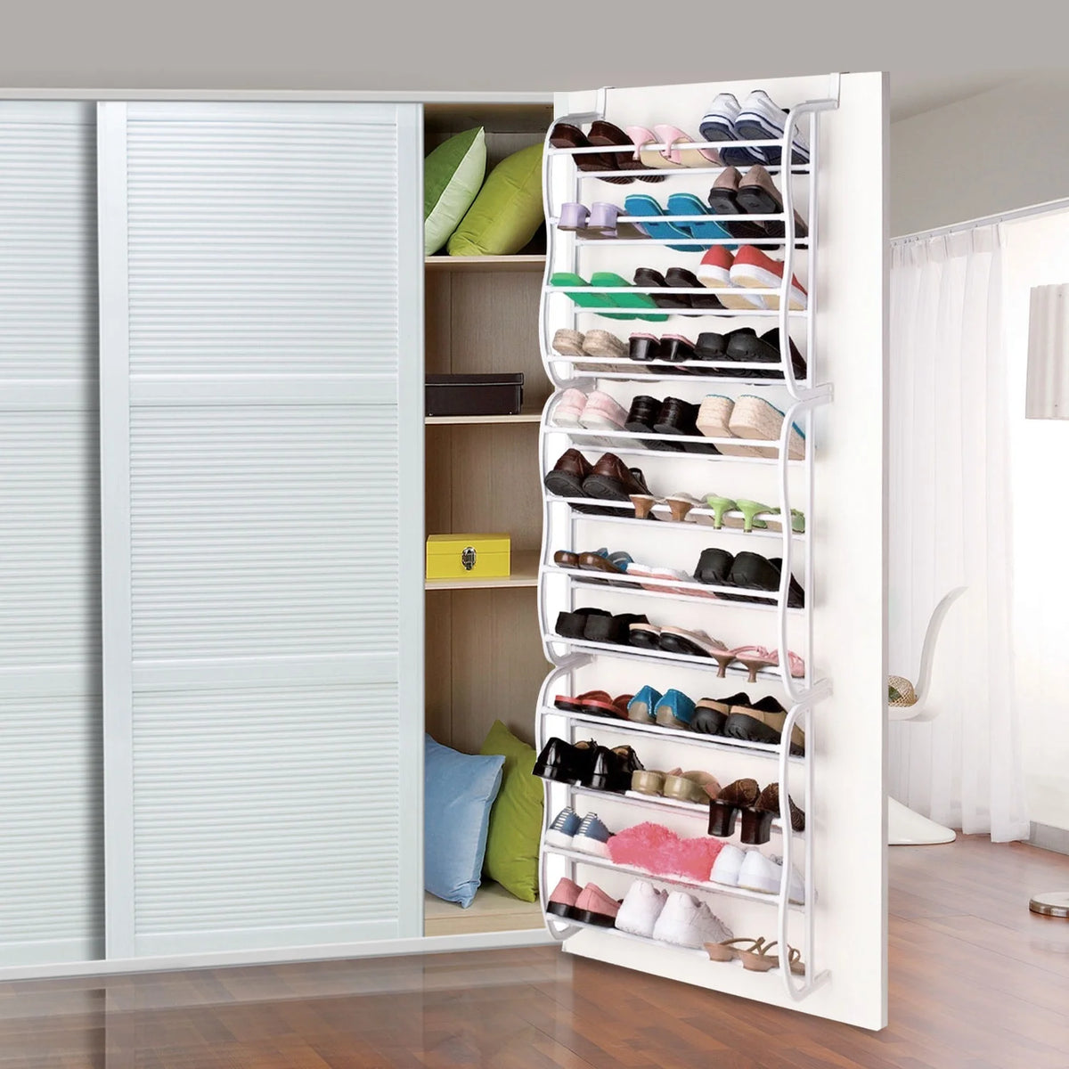 White 12-Tier Wall Hanging Shoe Organizer Y61812