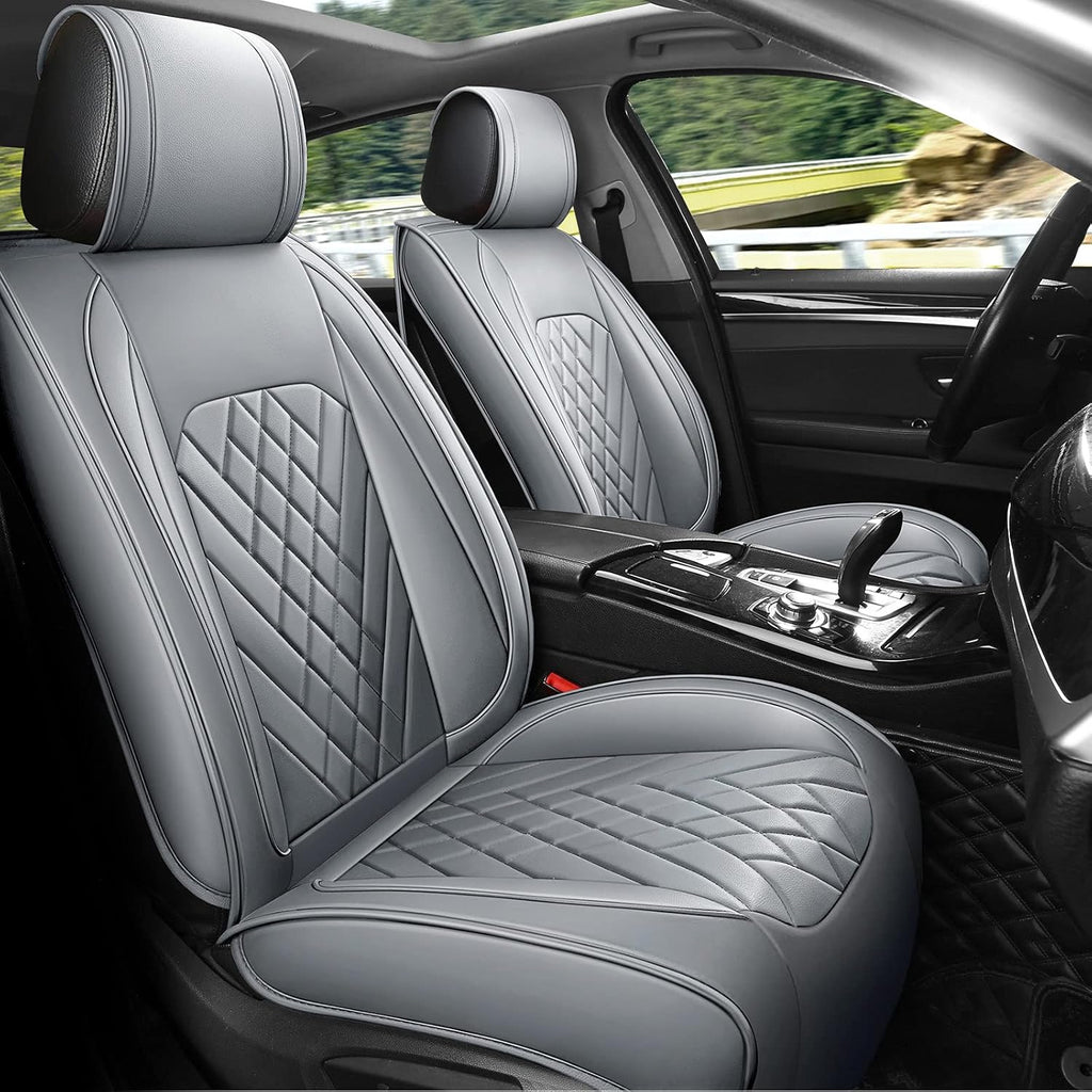 Grey Leather Car Seat Cover Full Set for 5 Seats E8902