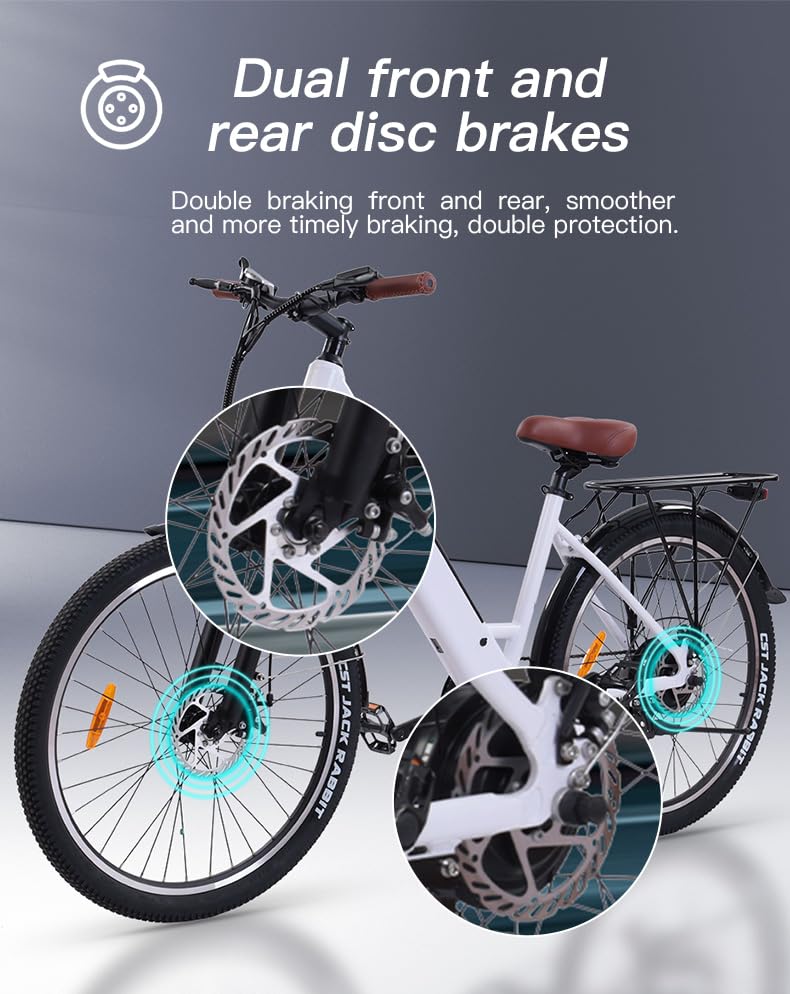 26" x 2.1 Fat Tire Electric Bicycle with 500w Motor 48V 10.4Ah Removable Lithium Battery F919