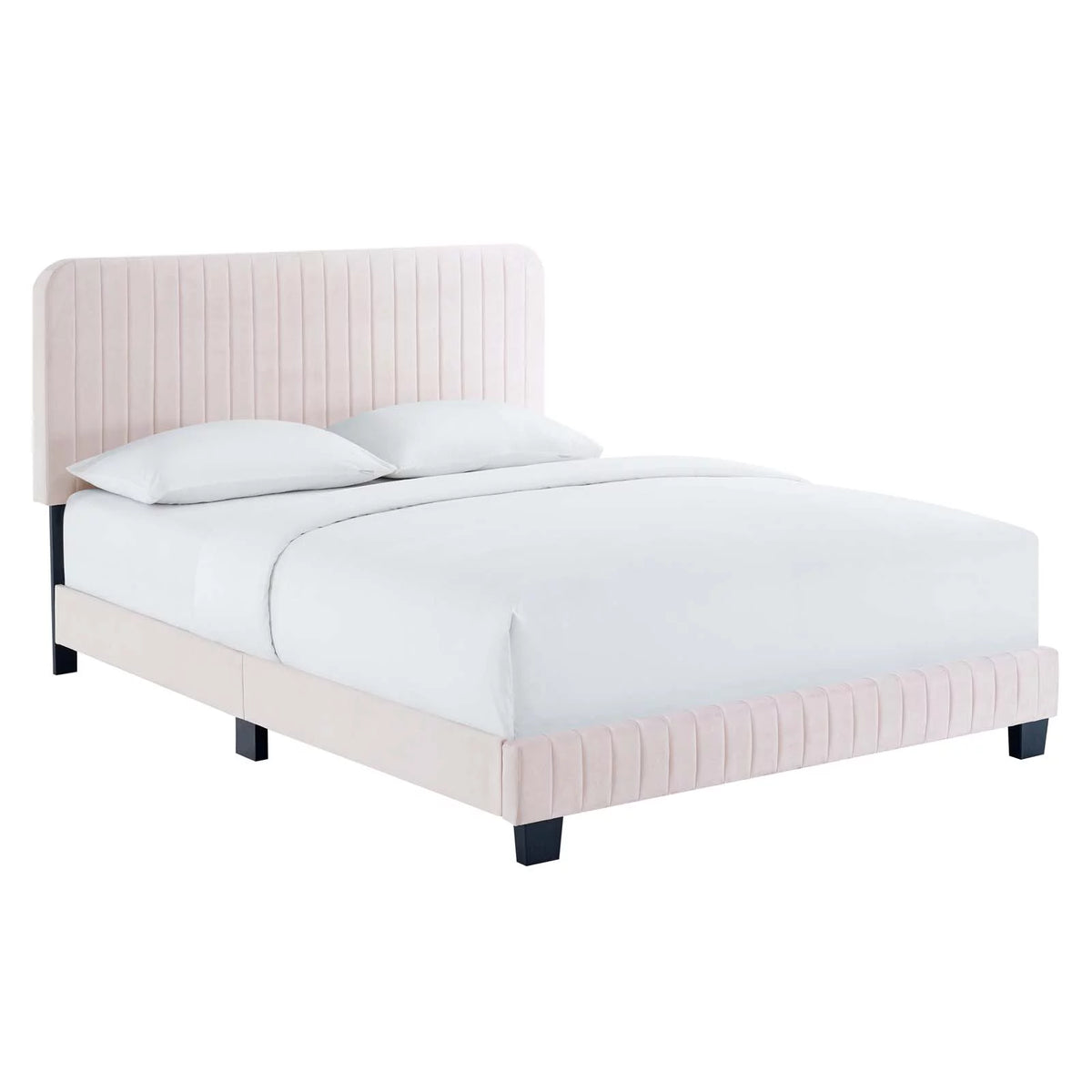 Pink Channel Tufted Performance Velvet King Platform Bed O37010