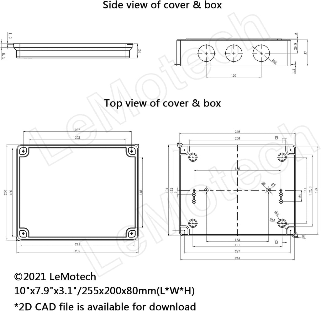 ABS Plastic IP65 Junction Box White 10 x 7.9 x 3.1 inch Pack of 2 V29784