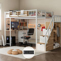 Full Size Metal Loft Bed with Desk and Stairs P732120