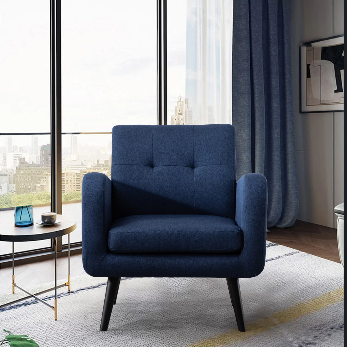 Blue Upholstered Accent Armchair G5604