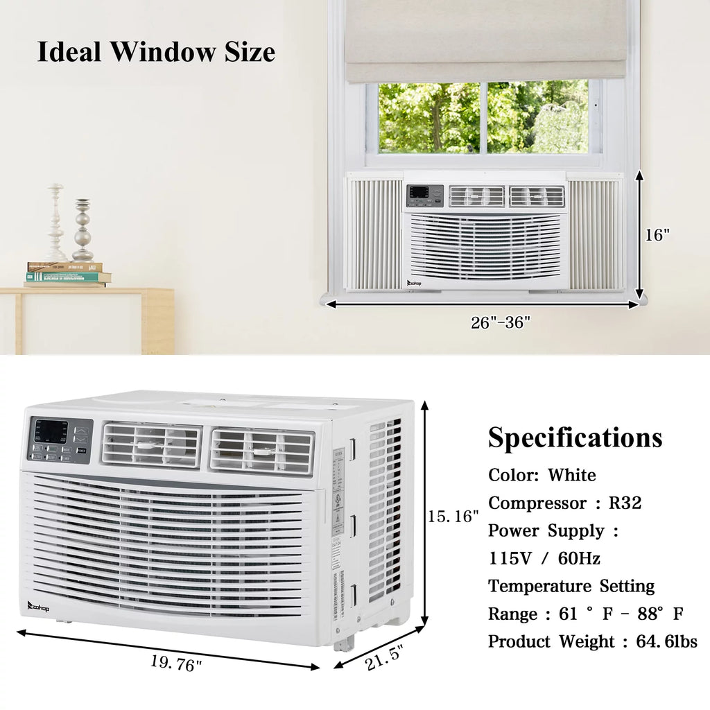 12000BTU 110V Window-Mounted Remote Control Air Conditioner, White N114
