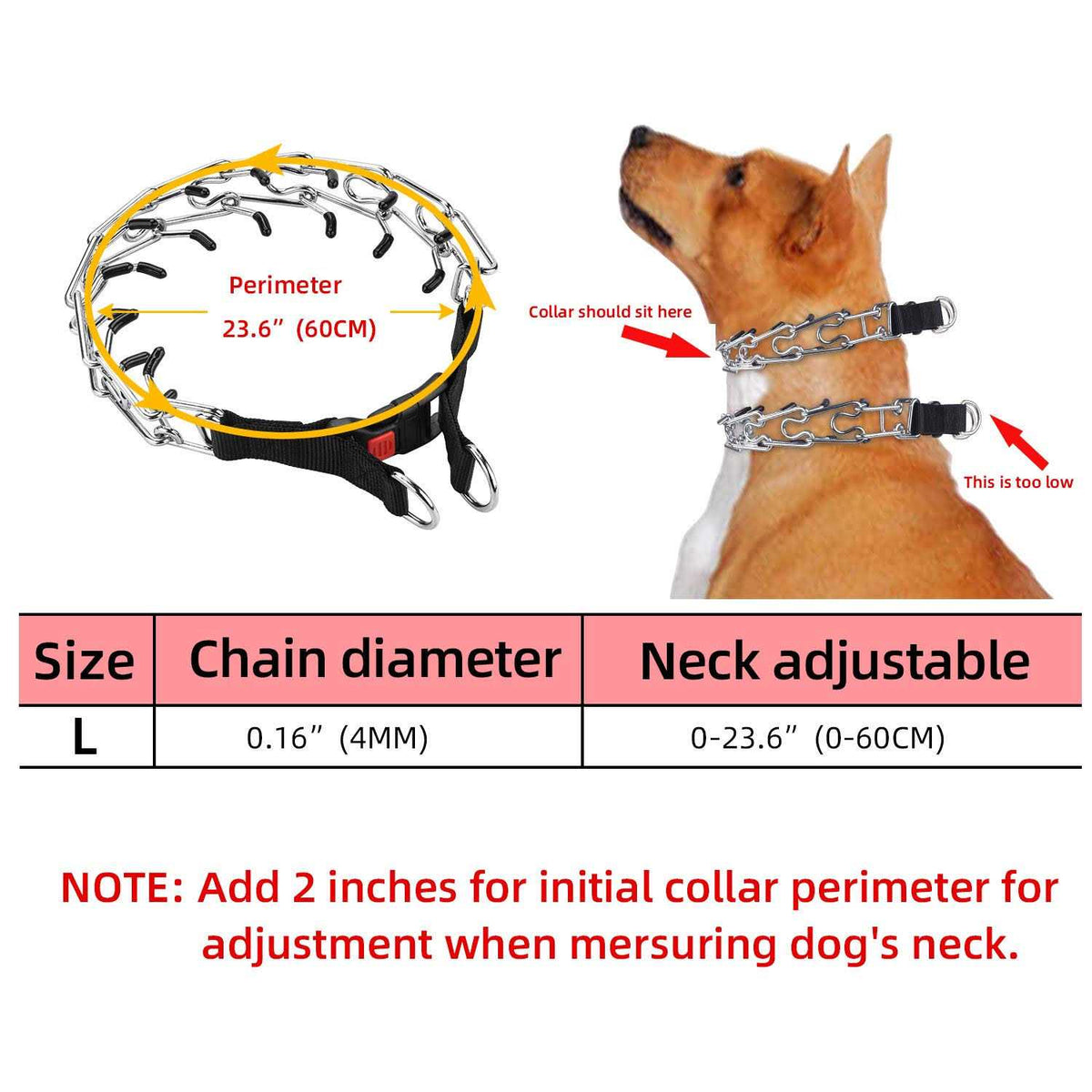 Dog Training Collar, No Pull Prong Collar for Large Dogs T977