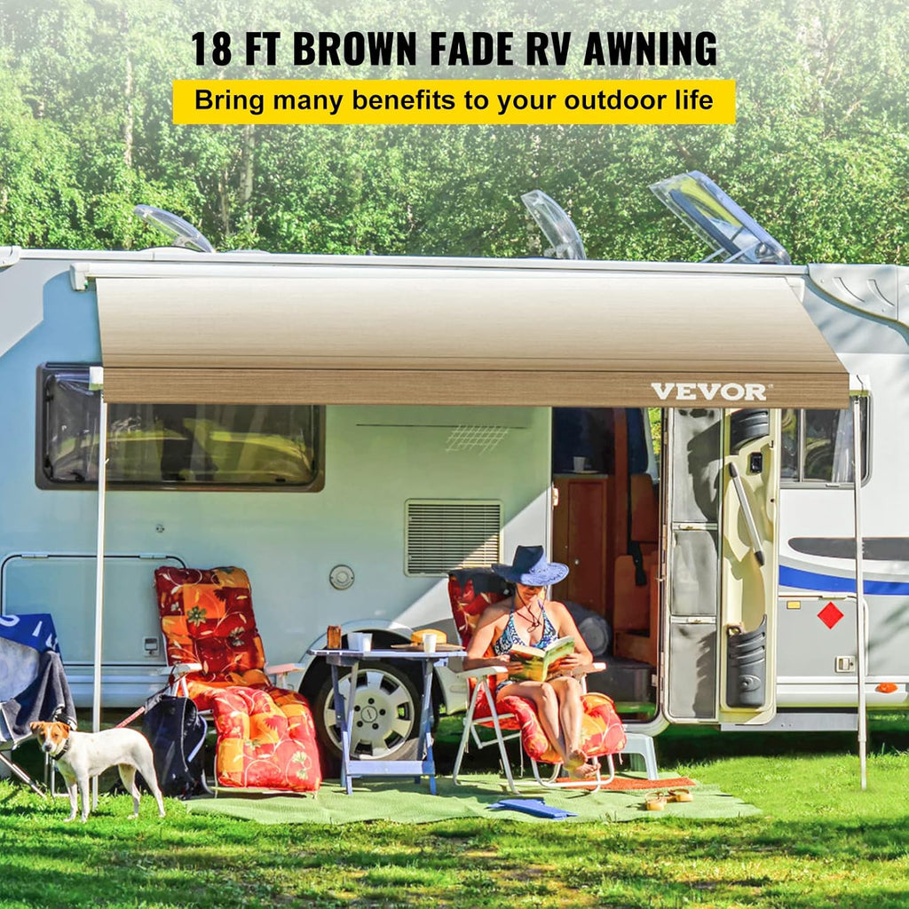 Brown Fade 15oz Vinyl RV Awning Replacement Fabric A399