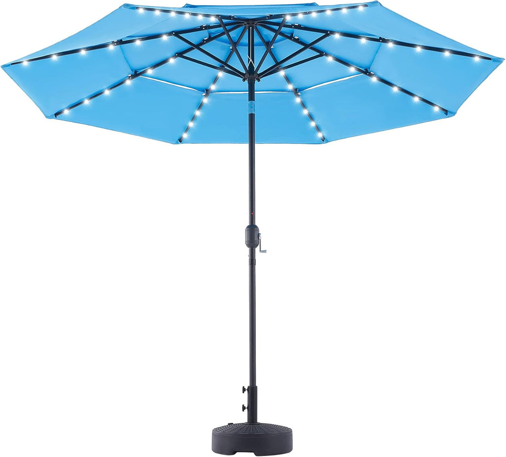 10' Patio Umbrella with LED Lights, Double Vent, 30UPF Canopy, 48 Solar Lights C721280