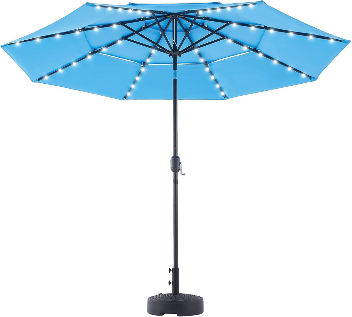 10' Patio Umbrella with LED Lights, Double Vent, 30UPF Canopy, 48 Solar Lights C721280