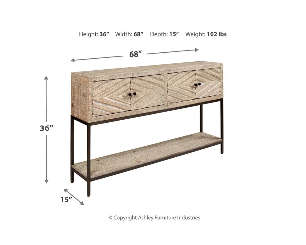 Distressed White Sofa Console Table N584515