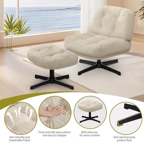 Dark Gray Swivel Accent Chair with Ottoman B272974