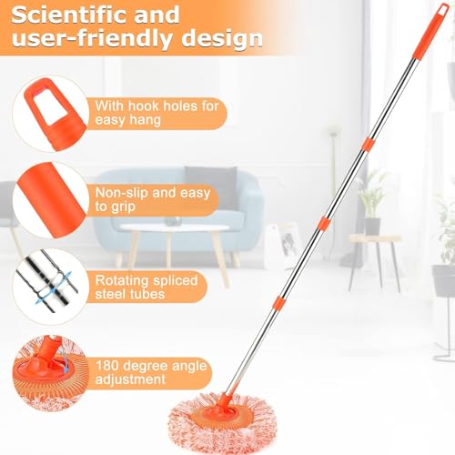 Adjustable 180° Rotatable Cleaning Mop with 4 Reusable Heads N789