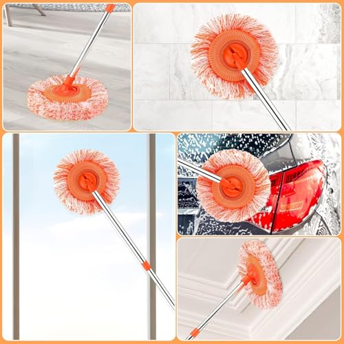 Adjustable 180° Rotatable Cleaning Mop with 4 Reusable Heads N789