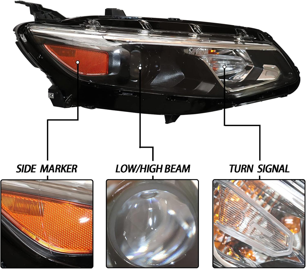 Halogen Headlights Assembly for 2016 2017 2018 Chevrolet Malibu, Passenger Side X100398