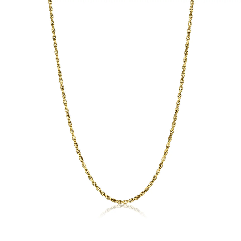 24k Yellow Gold Plated Stainless Steel Twisted Rope Chain Necklace 22 inches M685301