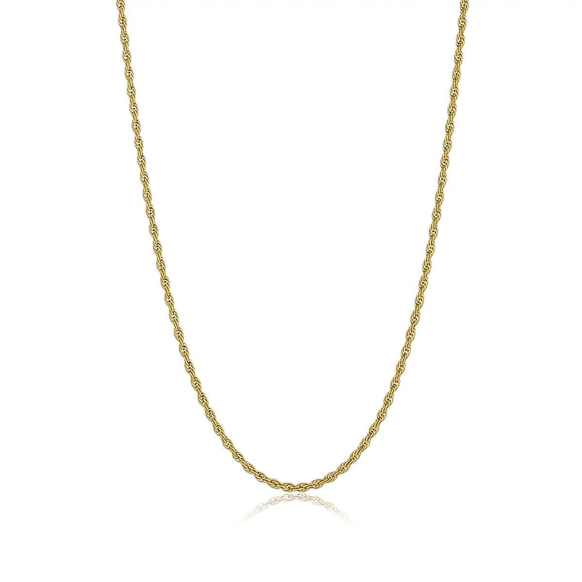 24k Yellow Gold Plated Stainless Steel Twisted Rope Chain Necklace 22 inches M685301