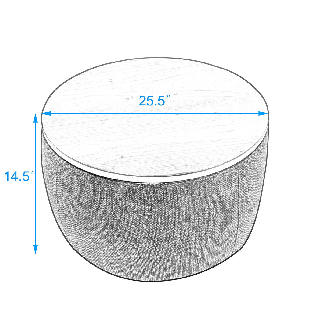 Dark Gray Round Storage Ottoman L812