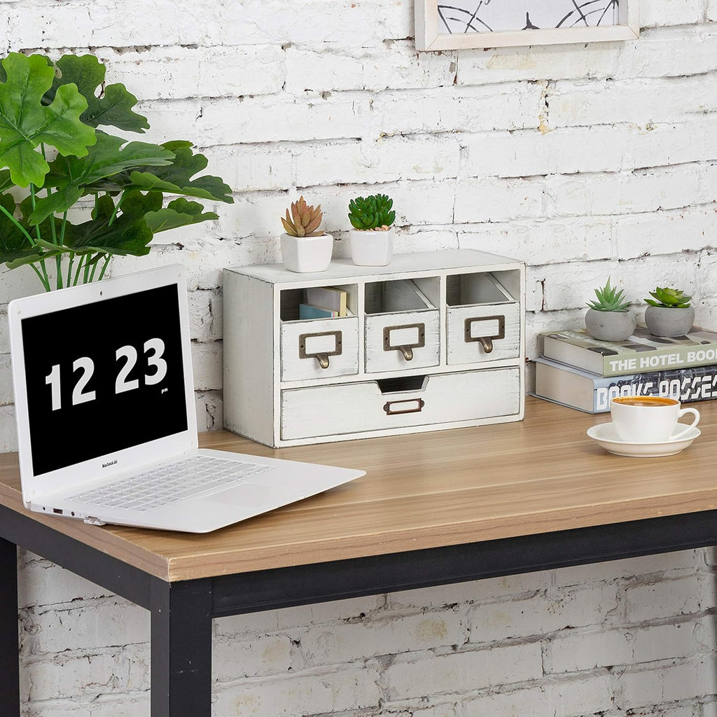 White Wooden Desktop Organizer with 4 Drawers Pack of 2 W1764